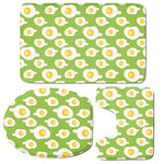 Lime Green Fried Eggs Pattern Print 3 Piece Bath Mat Set