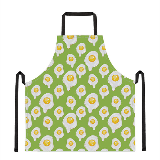 Lime Green Fried Eggs Pattern Print Apron