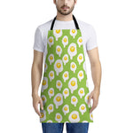 Lime Green Fried Eggs Pattern Print Apron