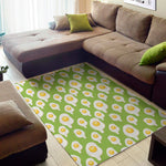 Lime Green Fried Eggs Pattern Print Area Rug