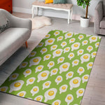 Lime Green Fried Eggs Pattern Print Area Rug