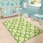 Lime Green Fried Eggs Pattern Print Area Rug