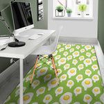 Lime Green Fried Eggs Pattern Print Area Rug