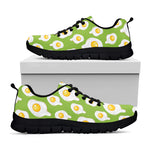 Lime Green Fried Eggs Pattern Print Black Sneakers