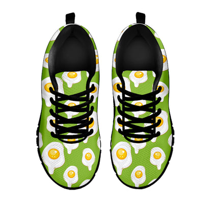 Lime Green Fried Eggs Pattern Print Black Sneakers