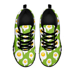 Lime Green Fried Eggs Pattern Print Black Sneakers