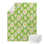 Lime Green Fried Eggs Pattern Print Blanket