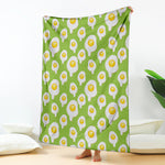 Lime Green Fried Eggs Pattern Print Blanket