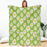 Lime Green Fried Eggs Pattern Print Blanket