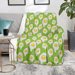 Lime Green Fried Eggs Pattern Print Blanket