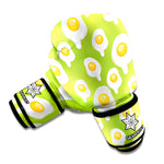 Lime Green Fried Eggs Pattern Print Boxing Gloves