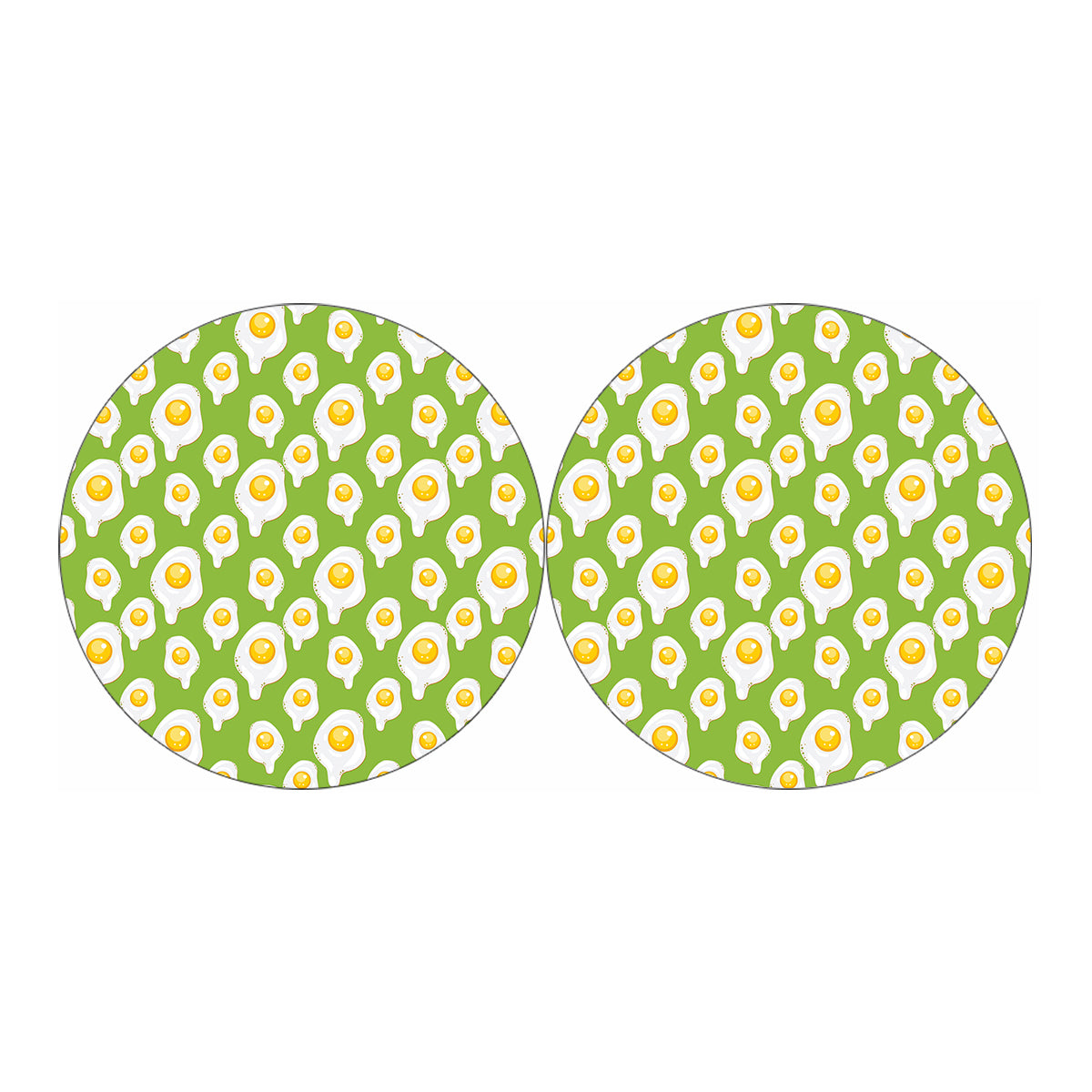 Lime Green Fried Eggs Pattern Print Car Coasters