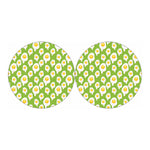 Lime Green Fried Eggs Pattern Print Car Coasters