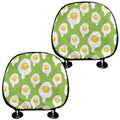 Lime Green Fried Eggs Pattern Print Car Headrest Covers