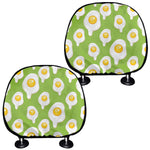 Lime Green Fried Eggs Pattern Print Car Headrest Covers