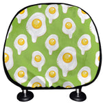Lime Green Fried Eggs Pattern Print Car Headrest Covers