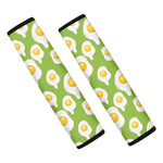 Lime Green Fried Eggs Pattern Print Car Seat Belt Covers