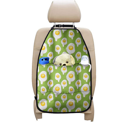 Lime Green Fried Eggs Pattern Print Car Seat Organizers