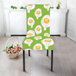 Lime Green Fried Eggs Pattern Print Dining Chair Slipcover