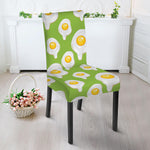 Lime Green Fried Eggs Pattern Print Dining Chair Slipcover