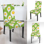 Lime Green Fried Eggs Pattern Print Dining Chair Slipcover