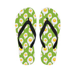 Lime Green Fried Eggs Pattern Print Flip Flops