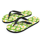 Lime Green Fried Eggs Pattern Print Flip Flops