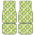 Lime Green Fried Eggs Pattern Print Front and Back Car Floor Mats
