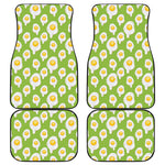 Lime Green Fried Eggs Pattern Print Front and Back Car Floor Mats