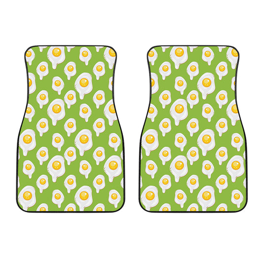 Lime Green Fried Eggs Pattern Print Front Car Floor Mats