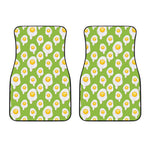 Lime Green Fried Eggs Pattern Print Front Car Floor Mats