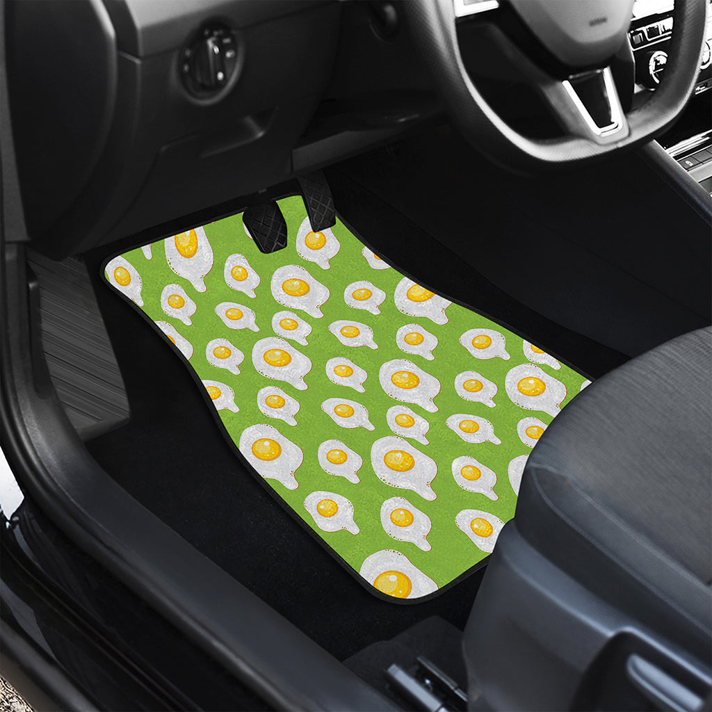Lime Green Fried Eggs Pattern Print Front Car Floor Mats