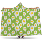 Lime Green Fried Eggs Pattern Print Hooded Blanket