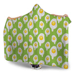 Lime Green Fried Eggs Pattern Print Hooded Blanket