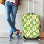 Lime Green Fried Eggs Pattern Print Luggage Cover