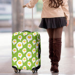 Lime Green Fried Eggs Pattern Print Luggage Cover