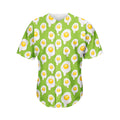 Lime Green Fried Eggs Pattern Print Men's Baseball Jersey