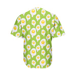 Lime Green Fried Eggs Pattern Print Men's Baseball Jersey