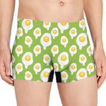 Lime Green Fried Eggs Pattern Print Men's Boxer Briefs