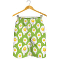 Lime Green Fried Eggs Pattern Print Men's Shorts