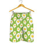 Lime Green Fried Eggs Pattern Print Men's Shorts