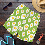 Lime Green Fried Eggs Pattern Print Men's Shorts