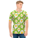 Lime Green Fried Eggs Pattern Print Men's T-Shirt