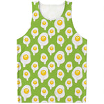 Lime Green Fried Eggs Pattern Print Men's Tank Top