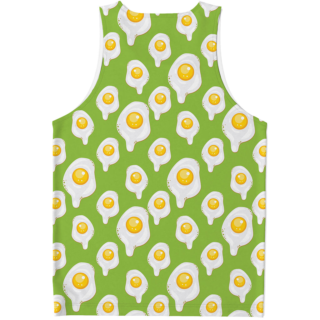 Lime Green Fried Eggs Pattern Print Men's Tank Top