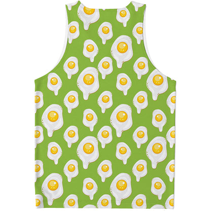 Lime Green Fried Eggs Pattern Print Men's Tank Top