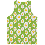 Lime Green Fried Eggs Pattern Print Men's Tank Top