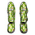 Lime Green Fried Eggs Pattern Print Muay Thai Shin Guards