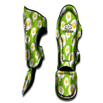 Lime Green Fried Eggs Pattern Print Muay Thai Shin Guard