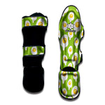 Lime Green Fried Eggs Pattern Print Muay Thai Shin Guard